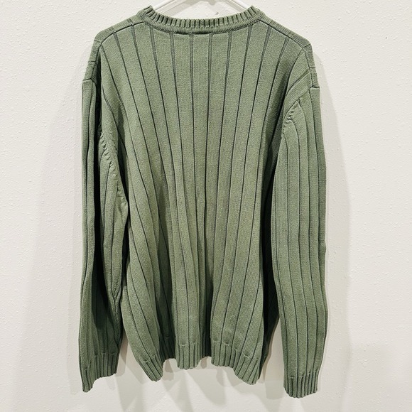 Vintage 90s Green Field Gear Men's V-Neck Ribbed Sweater 3XL Layering Preppy - Picture 2 of 13